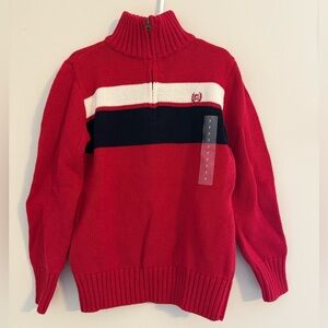 BNWT Boys’ Chaps Red and Black Half-Zip Sweater